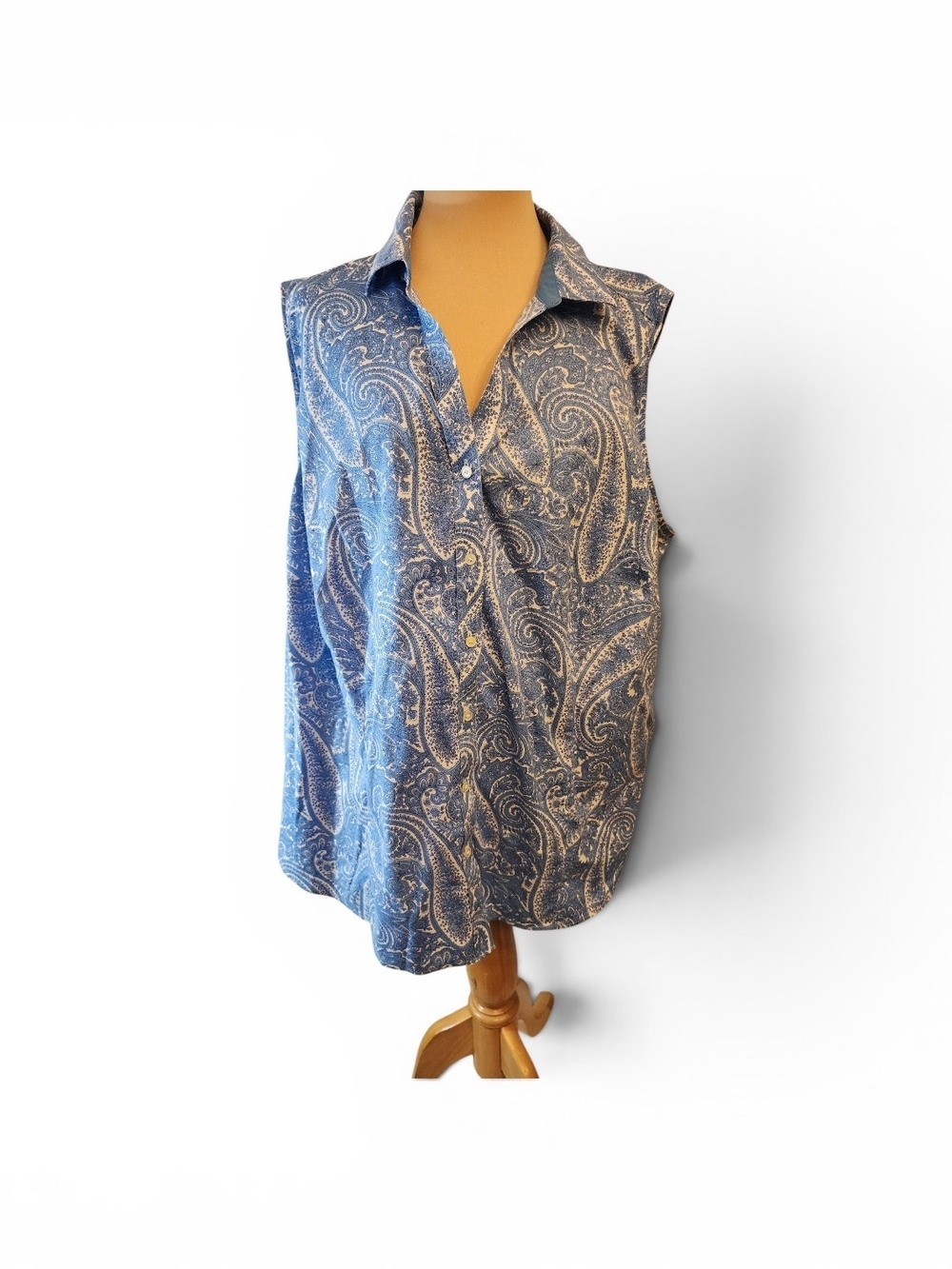 Talbots Blue and White Paisley Blouse